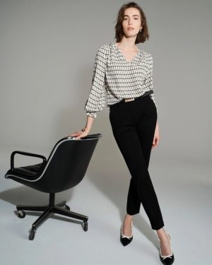 V-neck Crepe Blouse