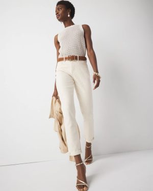 Petite Mid-Rise Embellished Girlfriend Jean