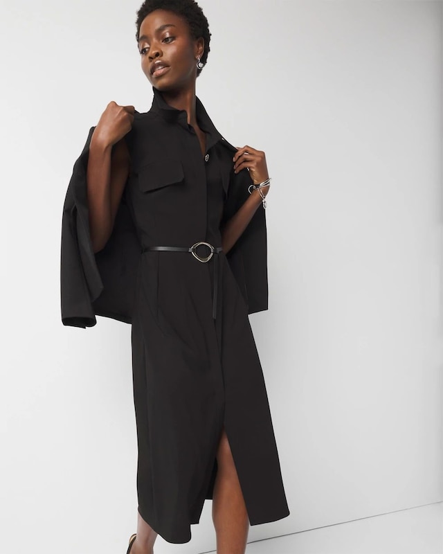 Petite Belted Midi Shirt Dress