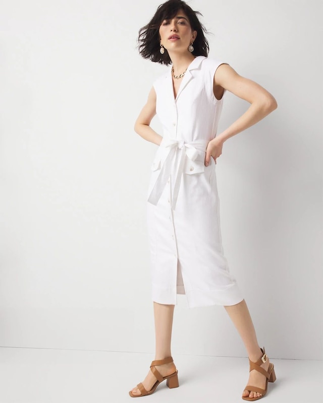 Petite Belted Utility Midi Dress