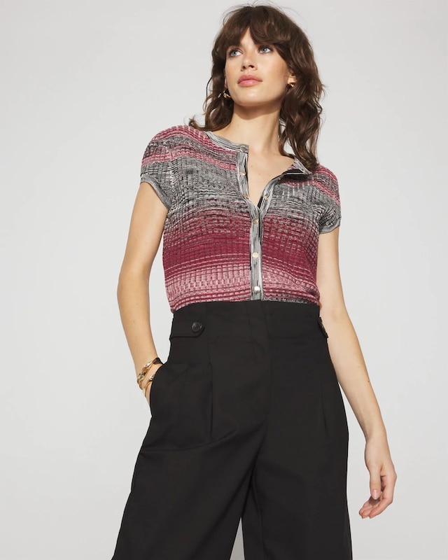 Petite Space-Dyed Cardigan Sweater