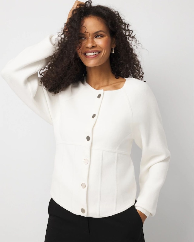 Petite Corset Detail Button Front Cardigan