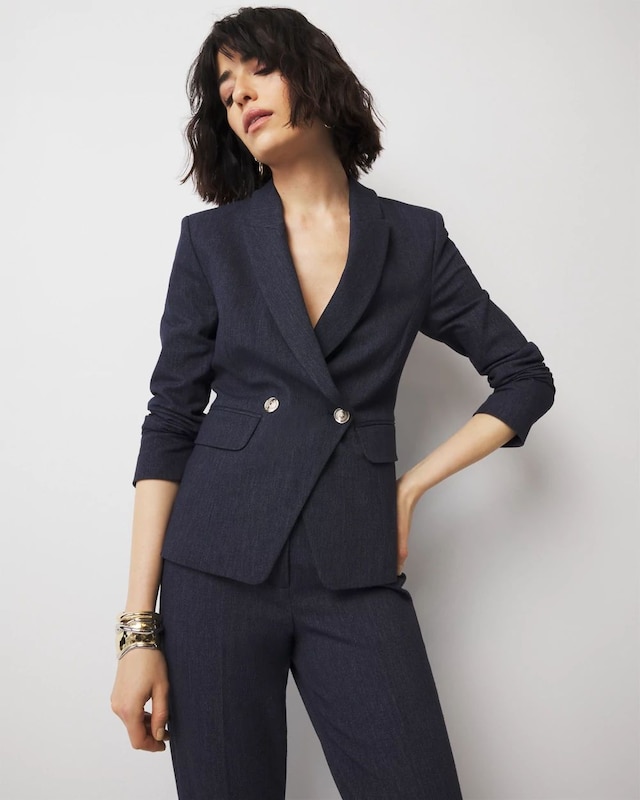 WHBM? Two-Button Denim-Look Studio Blazer