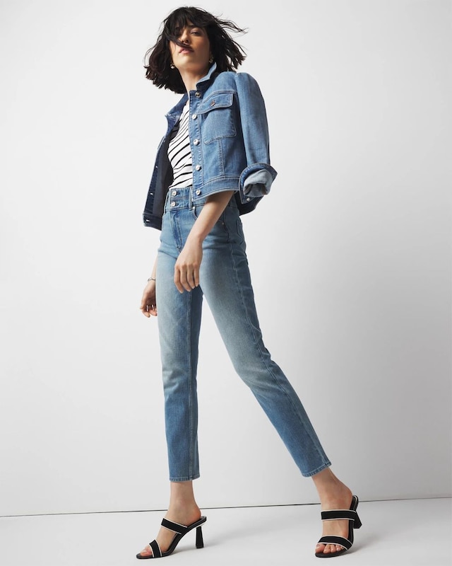 Petite Extra High-Rise Double Waistband Slim Ankle Jeans