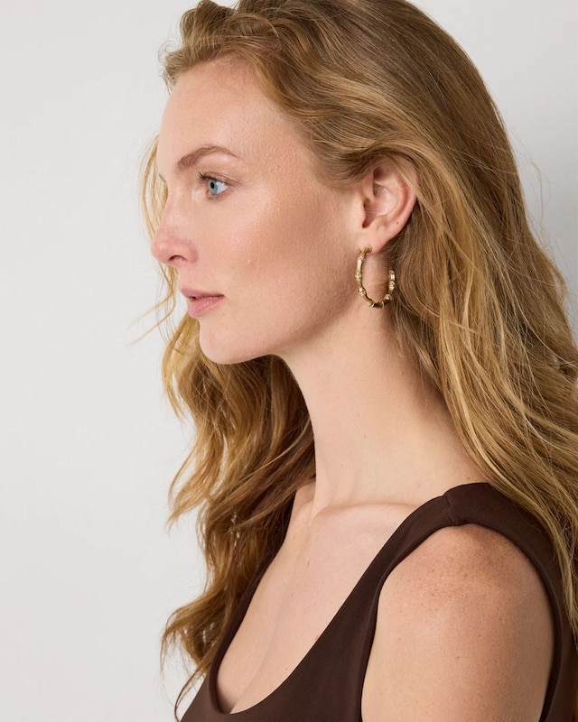 Textured Bamboo Hoop Earrings