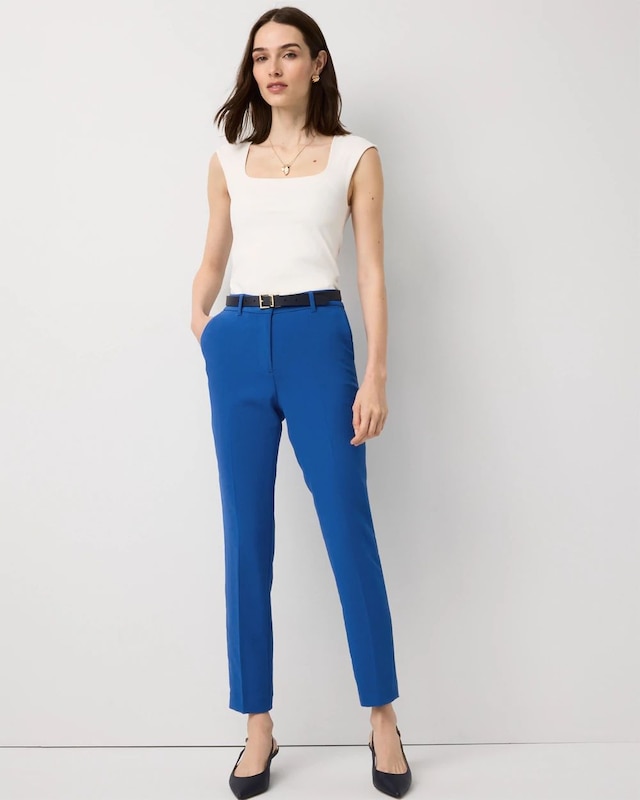Petite Crepe High Rise Elle Slim Ankle Pant