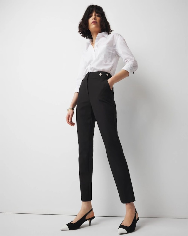 WHBM? Elle Slim Button-Tab Ankle Pant