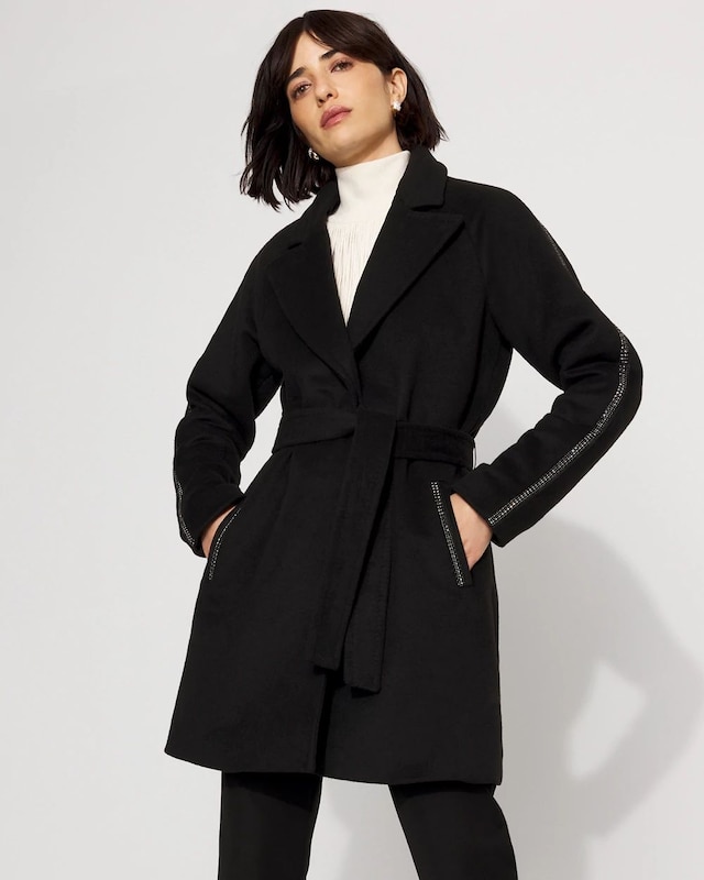 Embellished Wool-Blend Coat