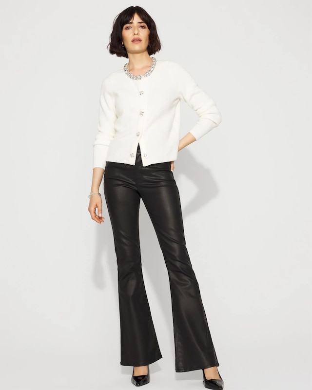 Petite Embellished Button-Front Cardigan