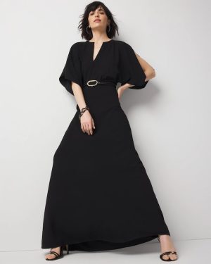 Petite Kimono Sleeve Crepe Gown