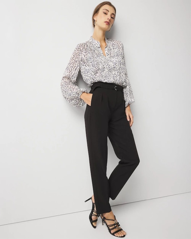 Petite High-Rise Belted Tapered Ankle Pant