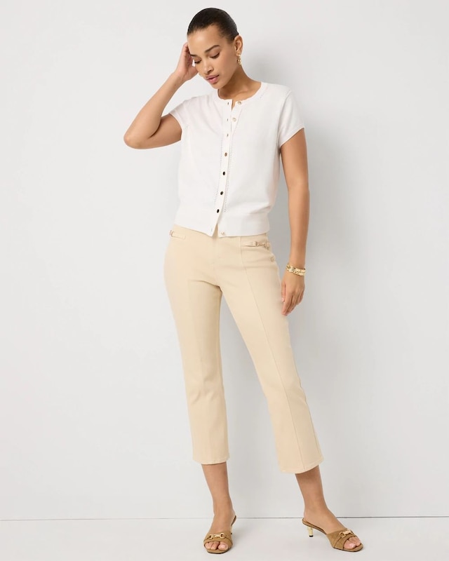 Petite Horsebit High-Rise Kick Flare Jean