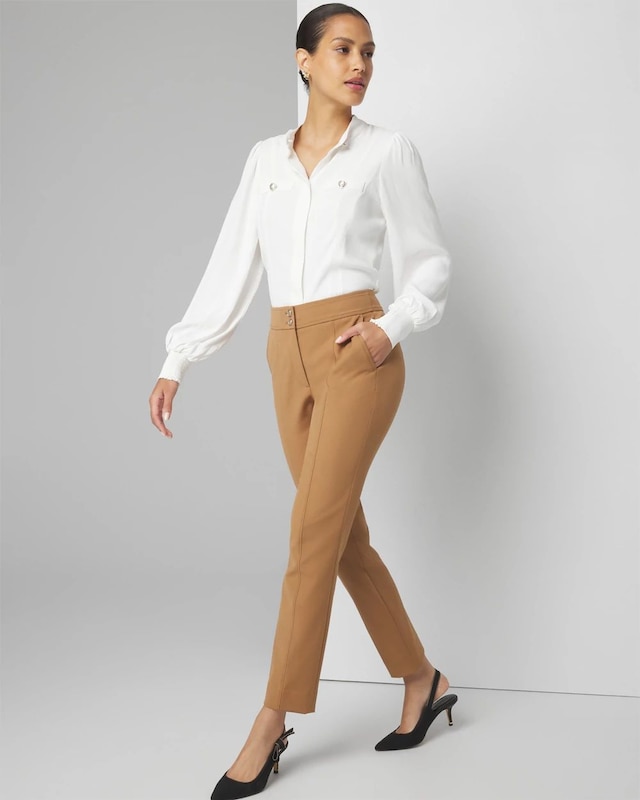 WHBM? High-Rise Straight Leg Woven Pants
