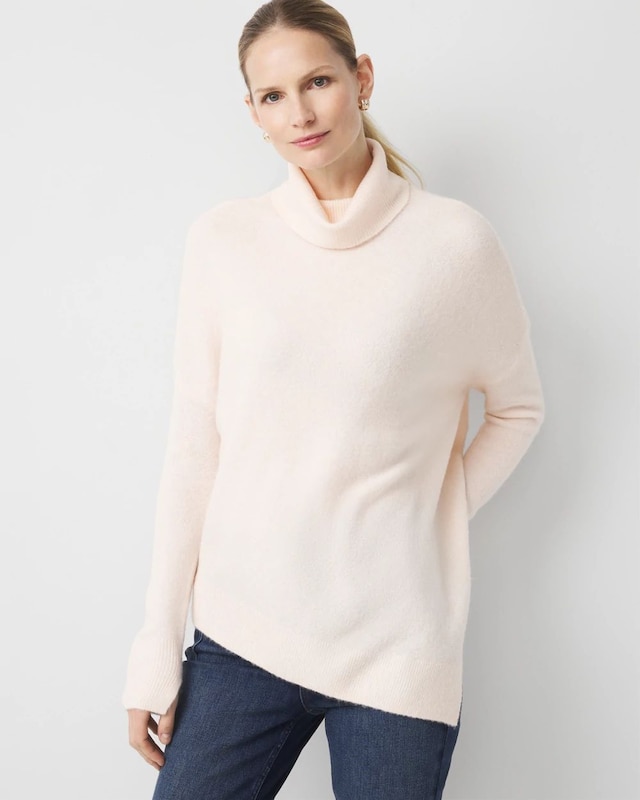Petite Asymmetrical Hem Turtleneck Sweater