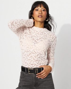Textured Lace Mockneck Top