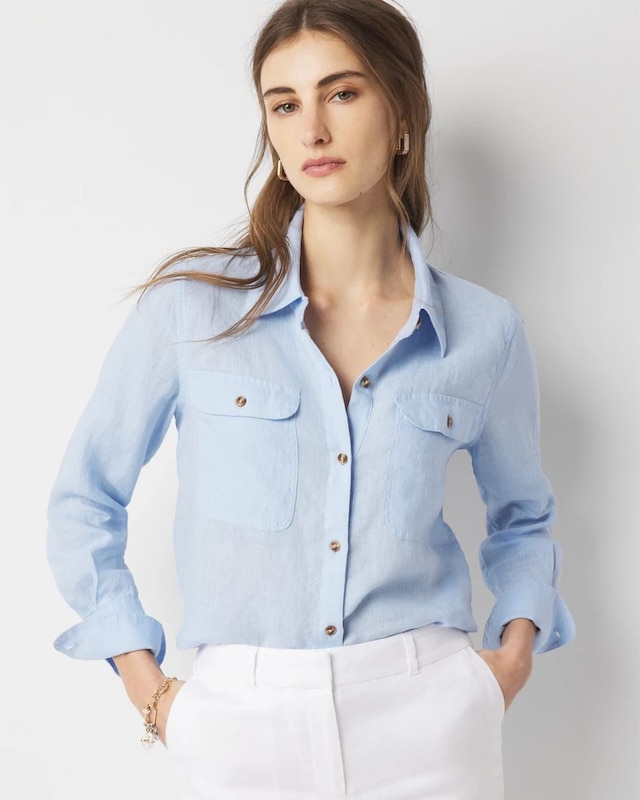 Petite Linen Button-Down Shirt