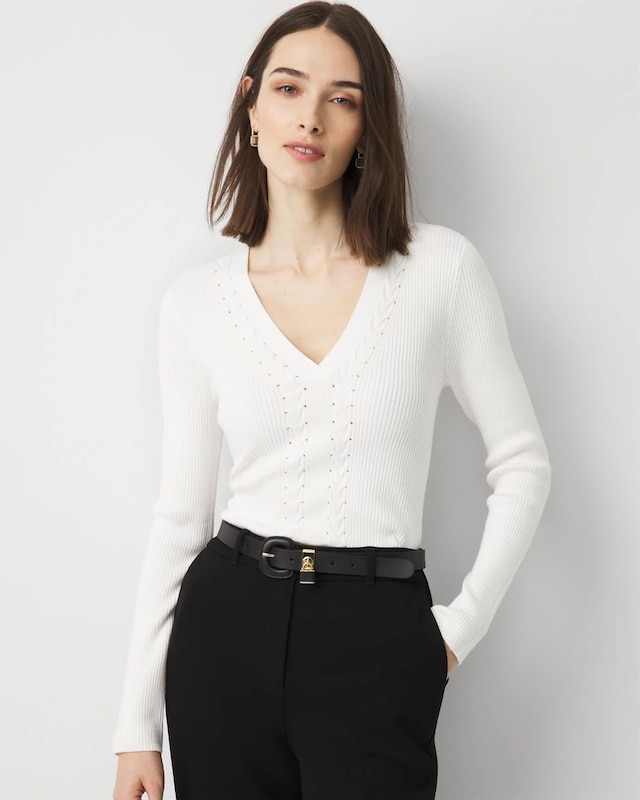 Petite Rib Knit Pullover Sweater