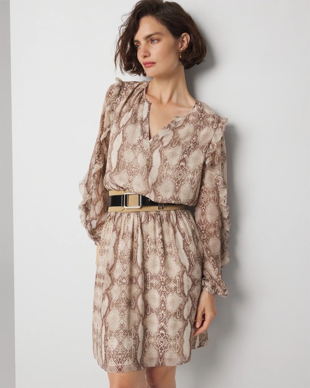 Petite Long Sleeve Ruffle Dress