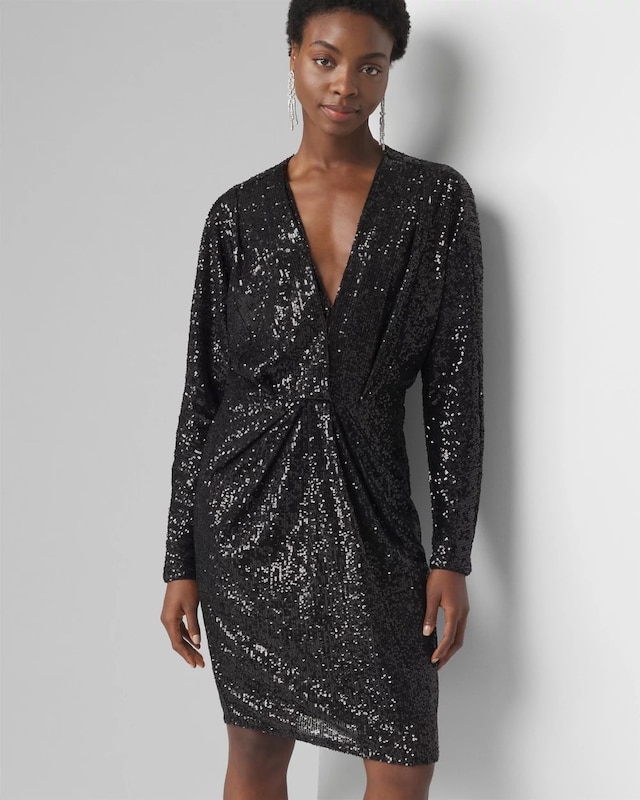Petite Sequin Pleated Dress