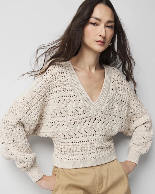 Petite Chunky Knit Dolman Pullover Sweater