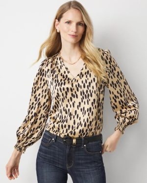 Ruffle Cuff Satin Blouse