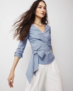 Twist-Front Tie-Waist Blouse