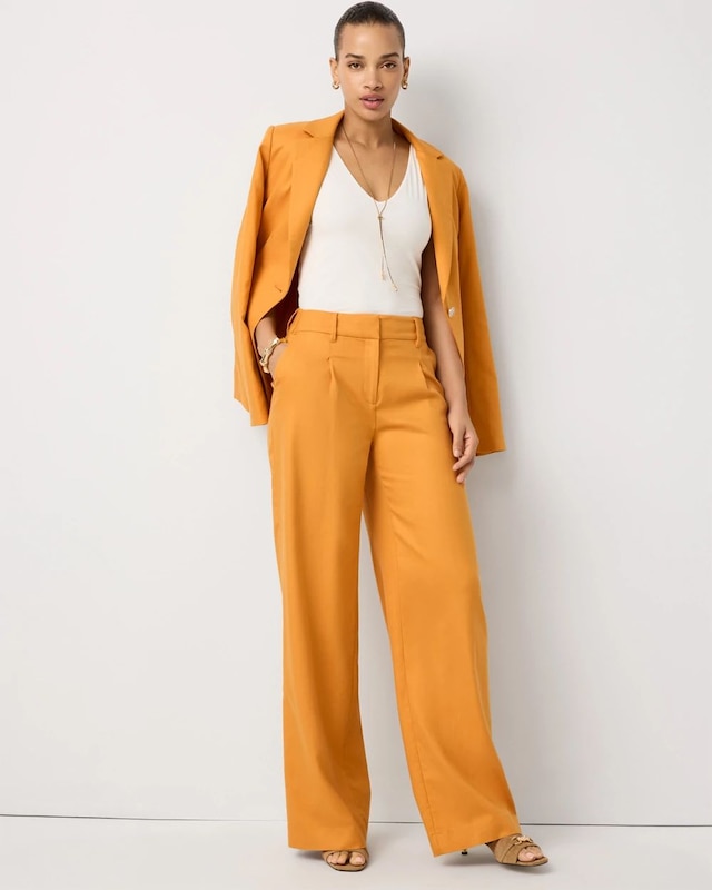 Petite Pleated High-Rise Wide Leg Pant