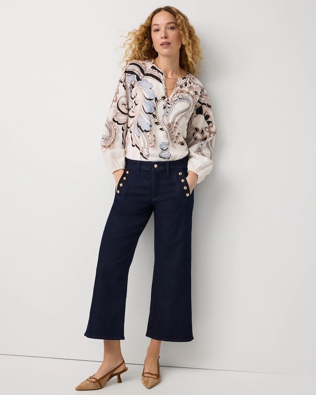 High Rise Wide Leg Cropped Mariner Jean