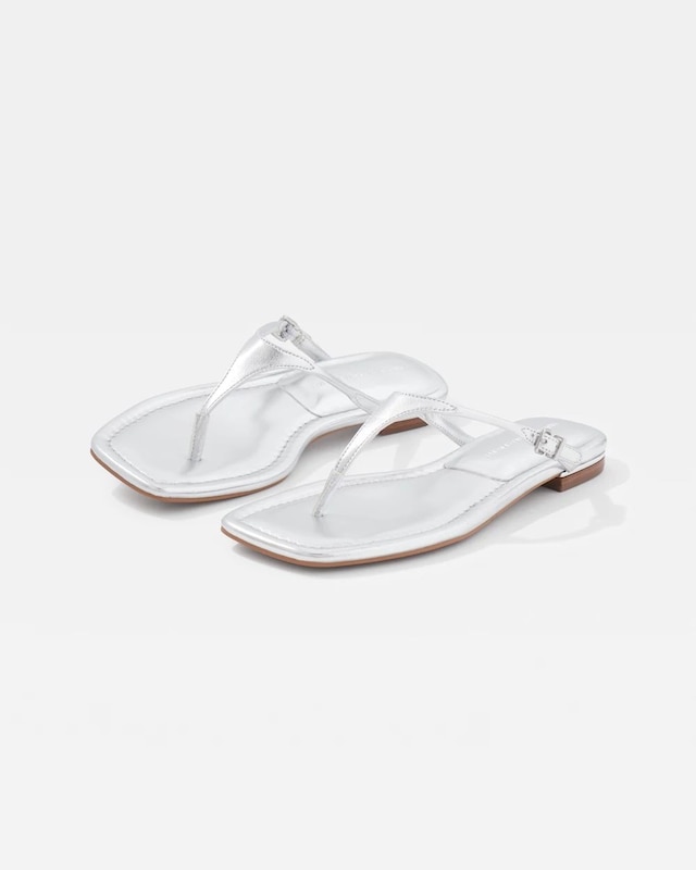 Silver Metallic Heel Sandal