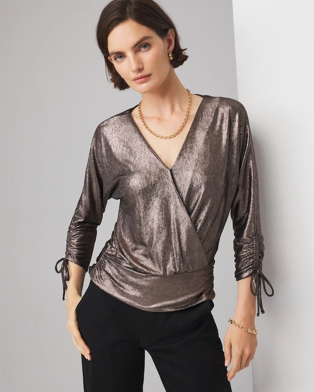 Metallic Surplice Top