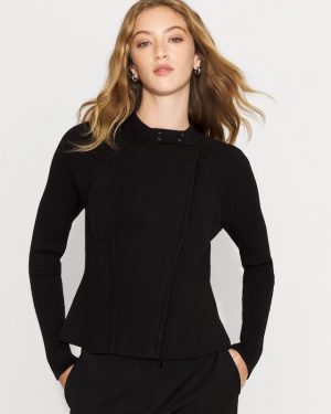 Petite Moto Sweater Jacket