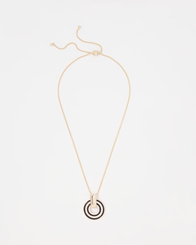 Gold Corded Inlay Pendant Necklace