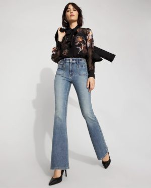 Petite High-Rise Novelty Waistband Flare Jean