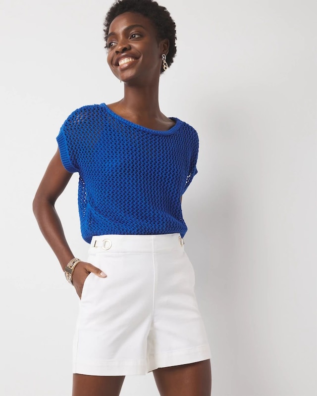 Petite Extra High-Rise Novelty Waist Denim Short