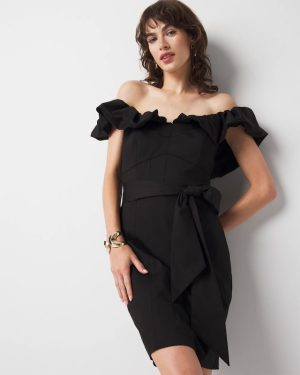Petite Off-the-Shoulder Poplin Mini Dress