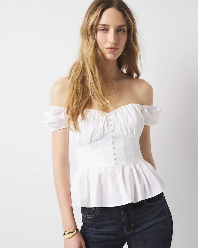 Petite Poplin Peplum Bustier