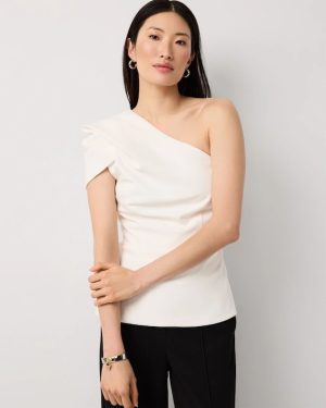 Petite Sculpted One-Shoulder Top