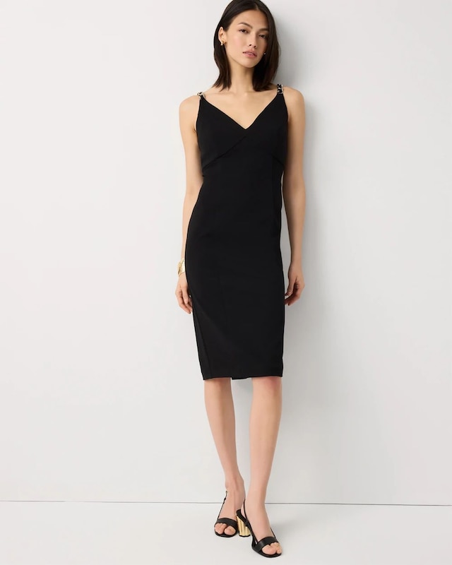 Chain Detail Crepe Dress