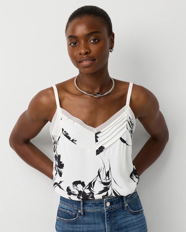 Pintuck Crepe Tank