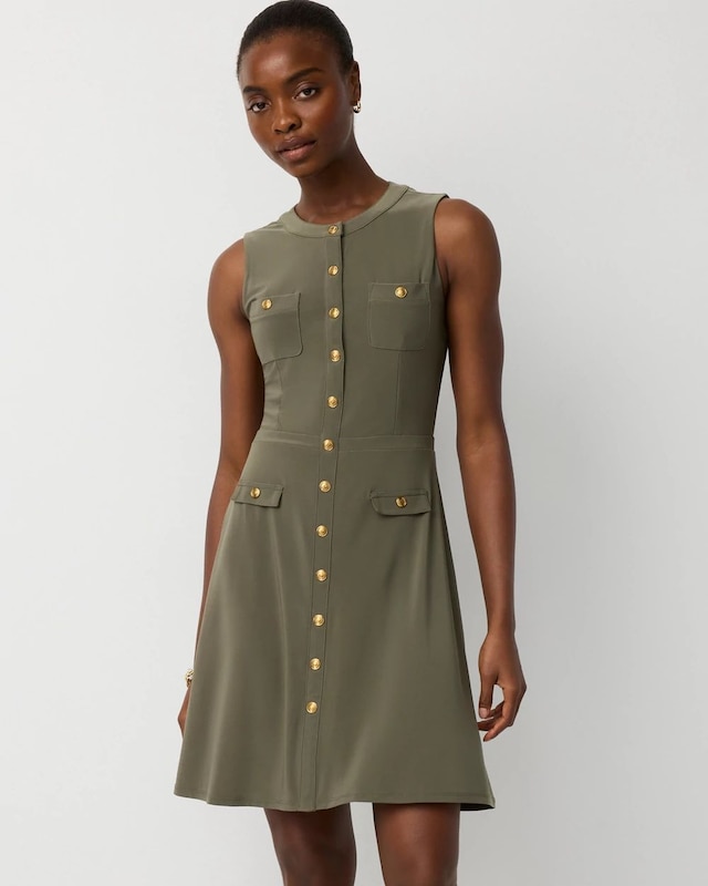 Sleeveless Button Front Dress