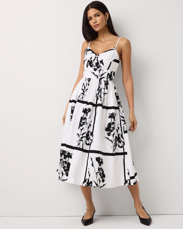 Pleated V-neck Midi Dress