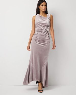 Petite Peekaboo Back Velvet Dress