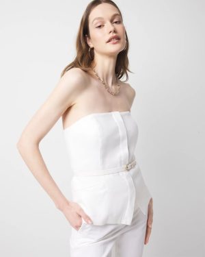 Linen-Blend Belted Bustier