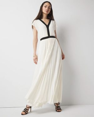 Petite Colorblocked Pleated Maxi Dress