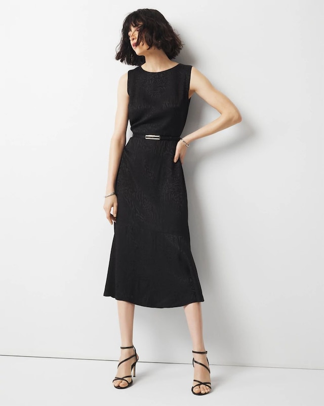 Petite Animal-Print Jacquard Midi Dress