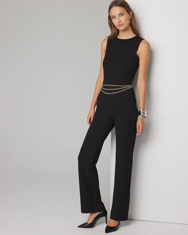 Sleeveless Square Neck Crepe Jumpsuit