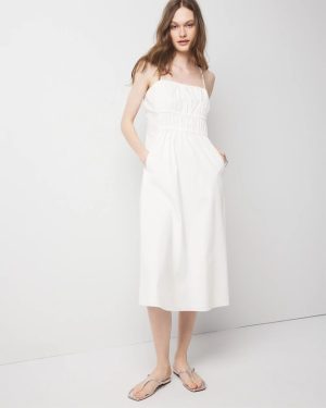 Petite Poplin Tie Back Midi Dress