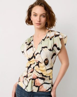 Petite Ruched Satin Shell