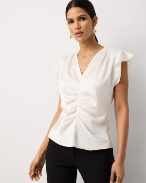 Petite Ruched Satin Shell