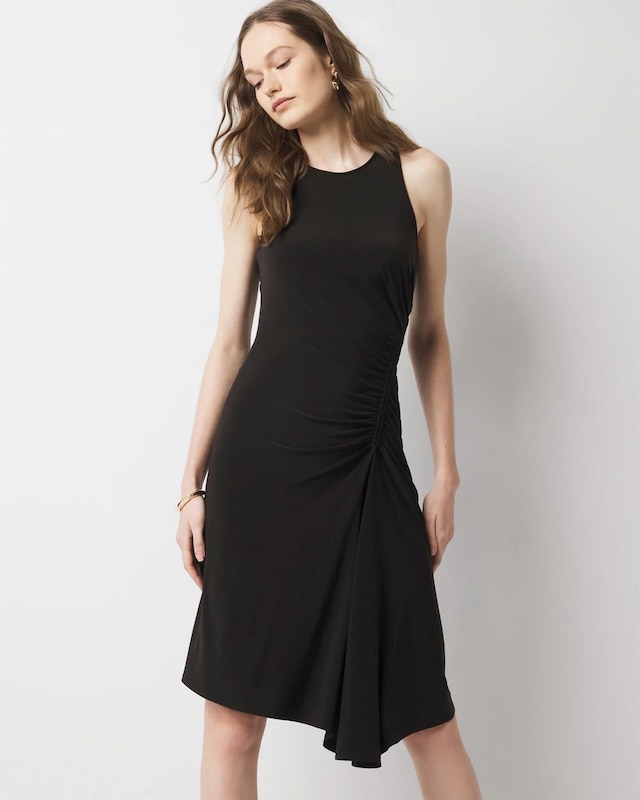 Petite Asymmetric Ruched Mini Dress
